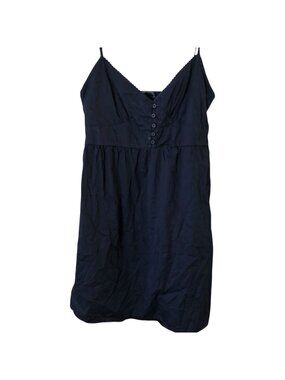 Brandy Melville Mini Dress Navy Blue Lace Trim Empire Waist Button Bodice NEW